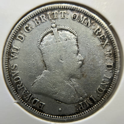 1910 Florin Coin - almost Very Fine - Edward VII Silver Predecimal First Year