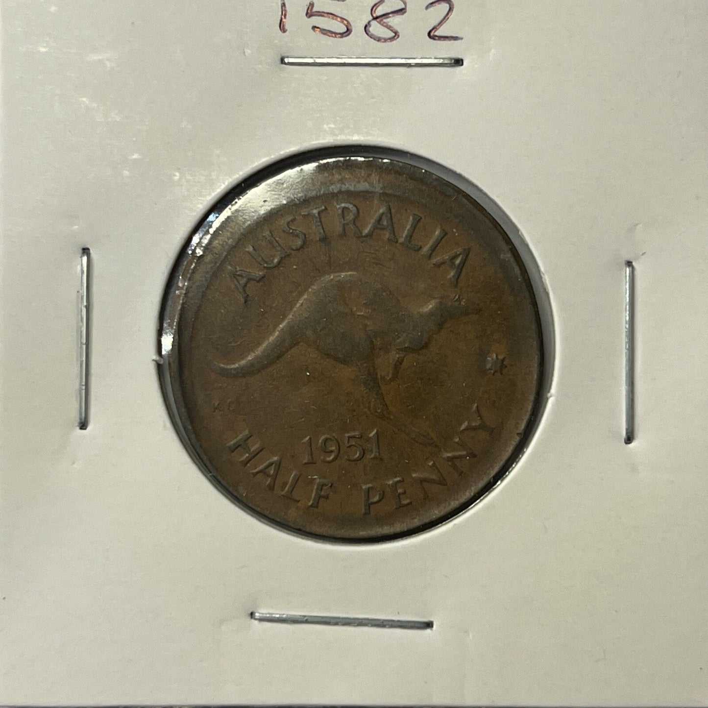 1951 Half Penny Coin - BroadStrike Misstrike Error +Lip Scarce Predecimal Collar