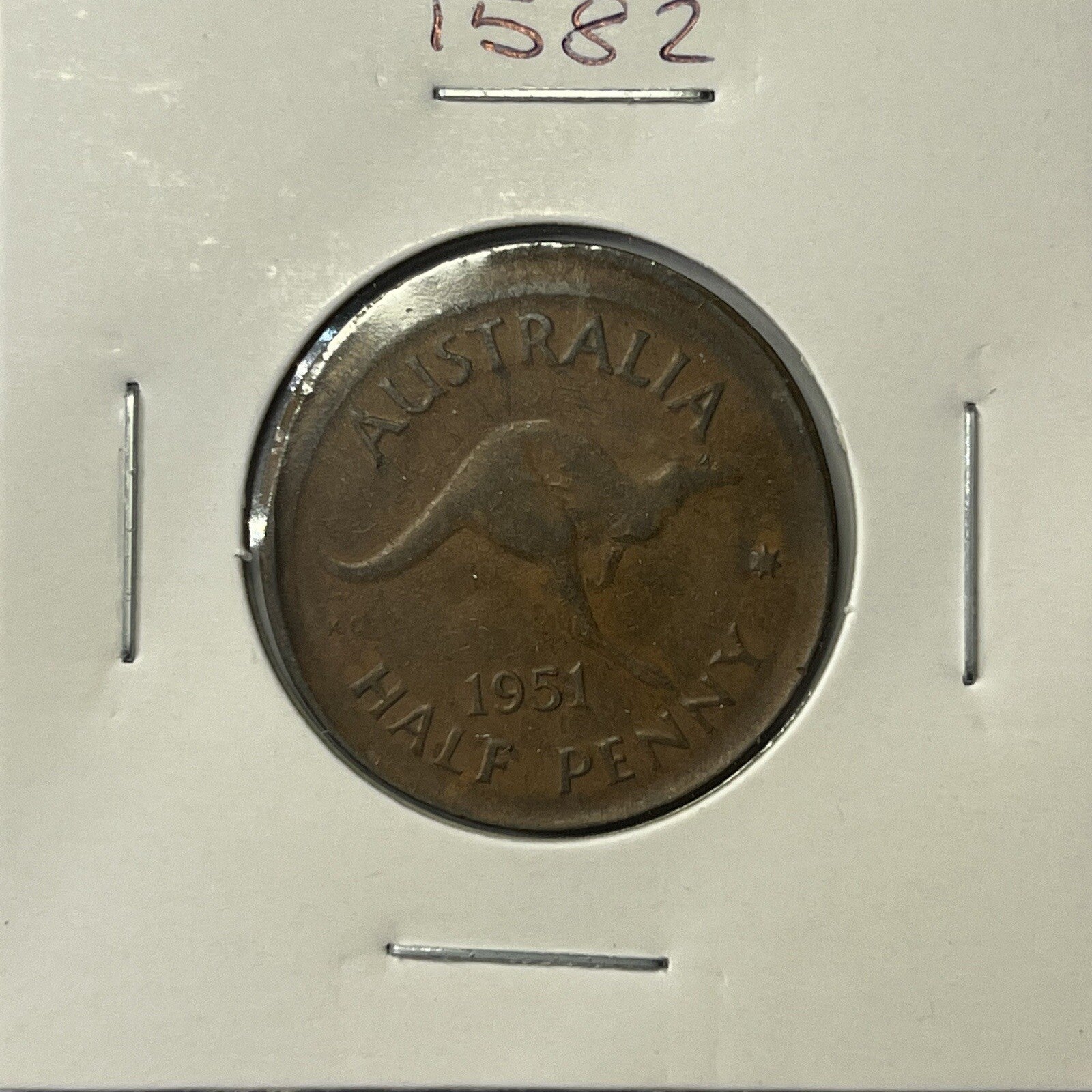 1951 Half Penny Coin - BroadStrike Misstrike Error +Lip Scarce Predecimal Collar