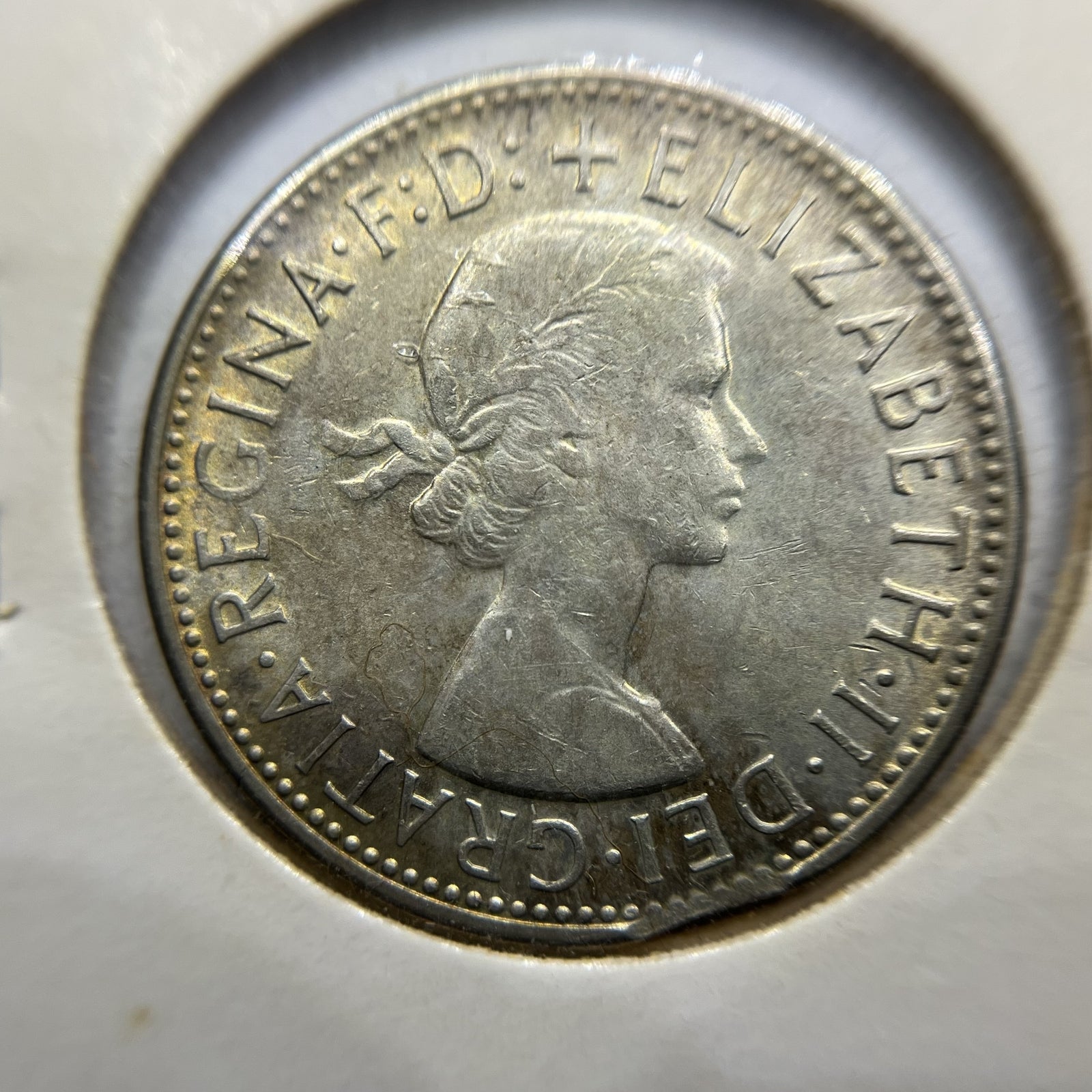 1962 Florin Error Coin - Clipped Planchet Rim Bite - Silver Elizabeth II