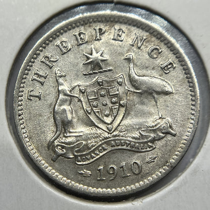 1910 Threepence Coin - Extremely Fine - Silver Predecimal Edward II