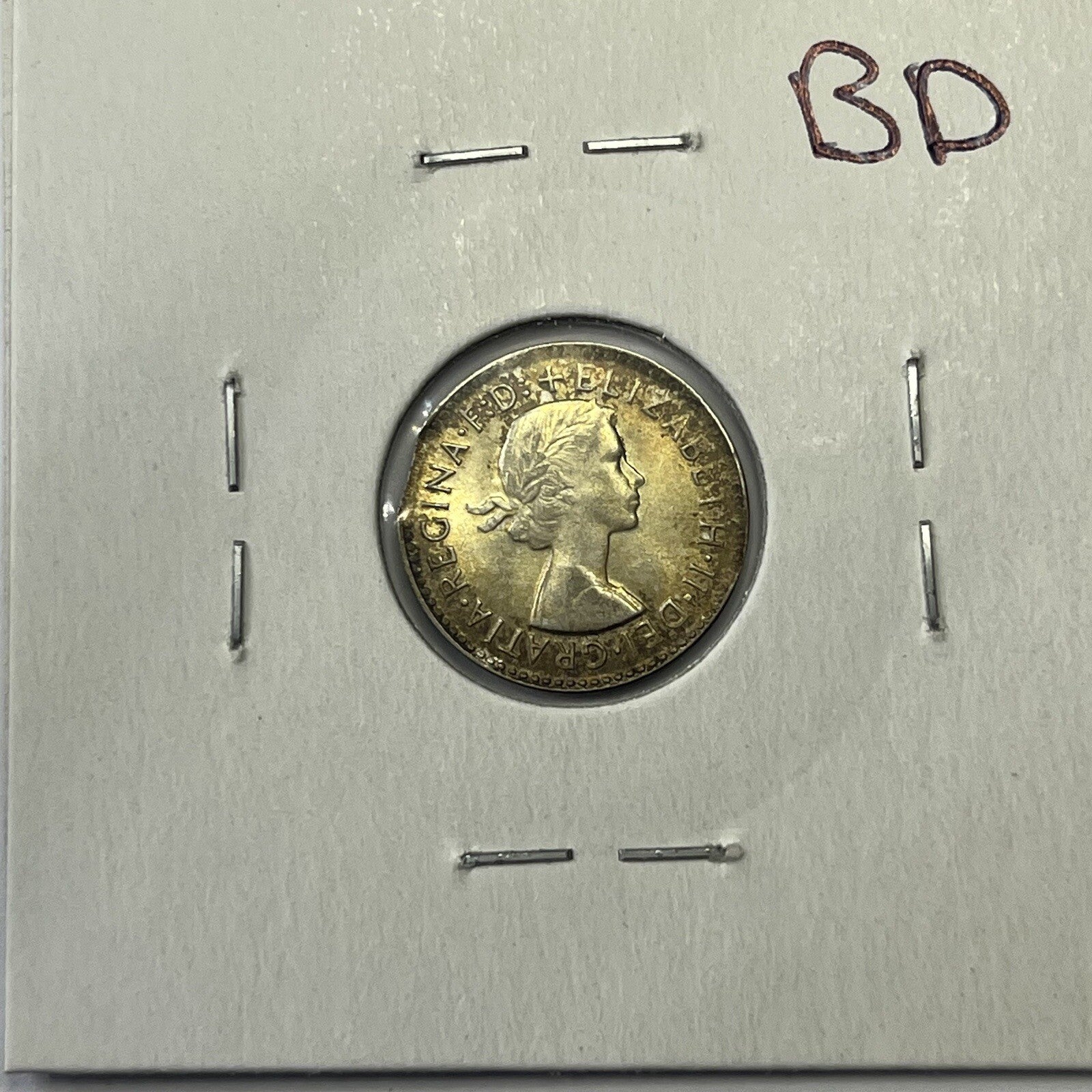 1963 Threepence Coin UNC - Clipped Planchet Rim Bite Error - Silver Clip