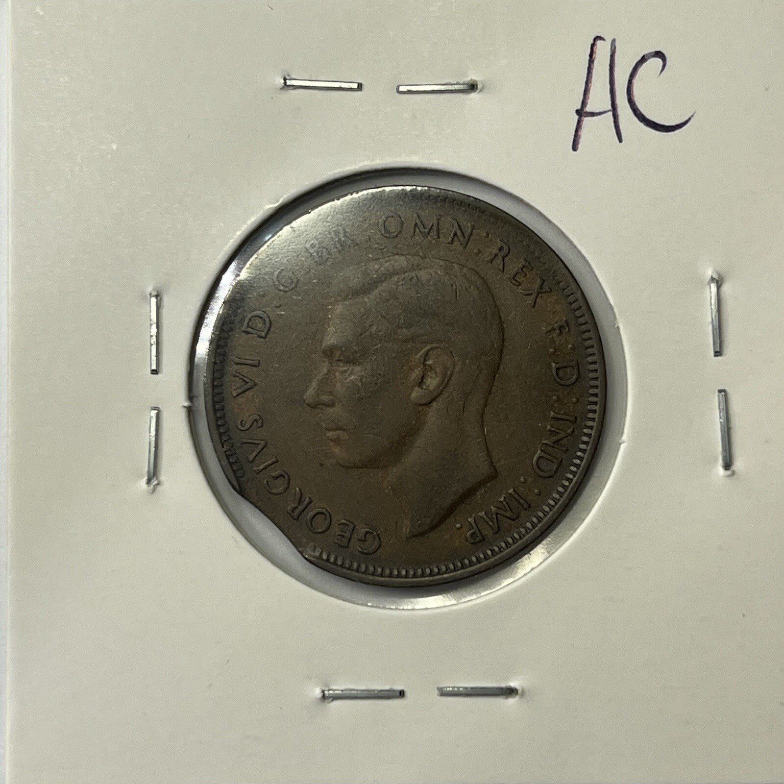 1939 Half Penny Coin - Clipped Planchet Rim Bite Error - Scarce Predecimal Clip