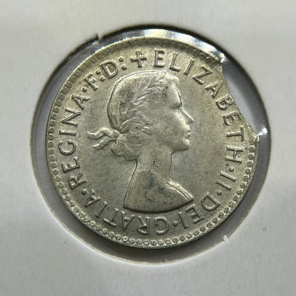1963 Threepence Error Coin - Clipped Planchet Rim Bite EF - Silver
