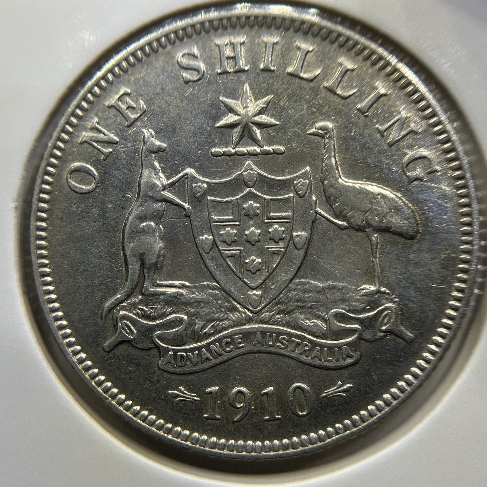 1910 Shilling Coin - almost Extremely Fine - Edward VII Silver First Year