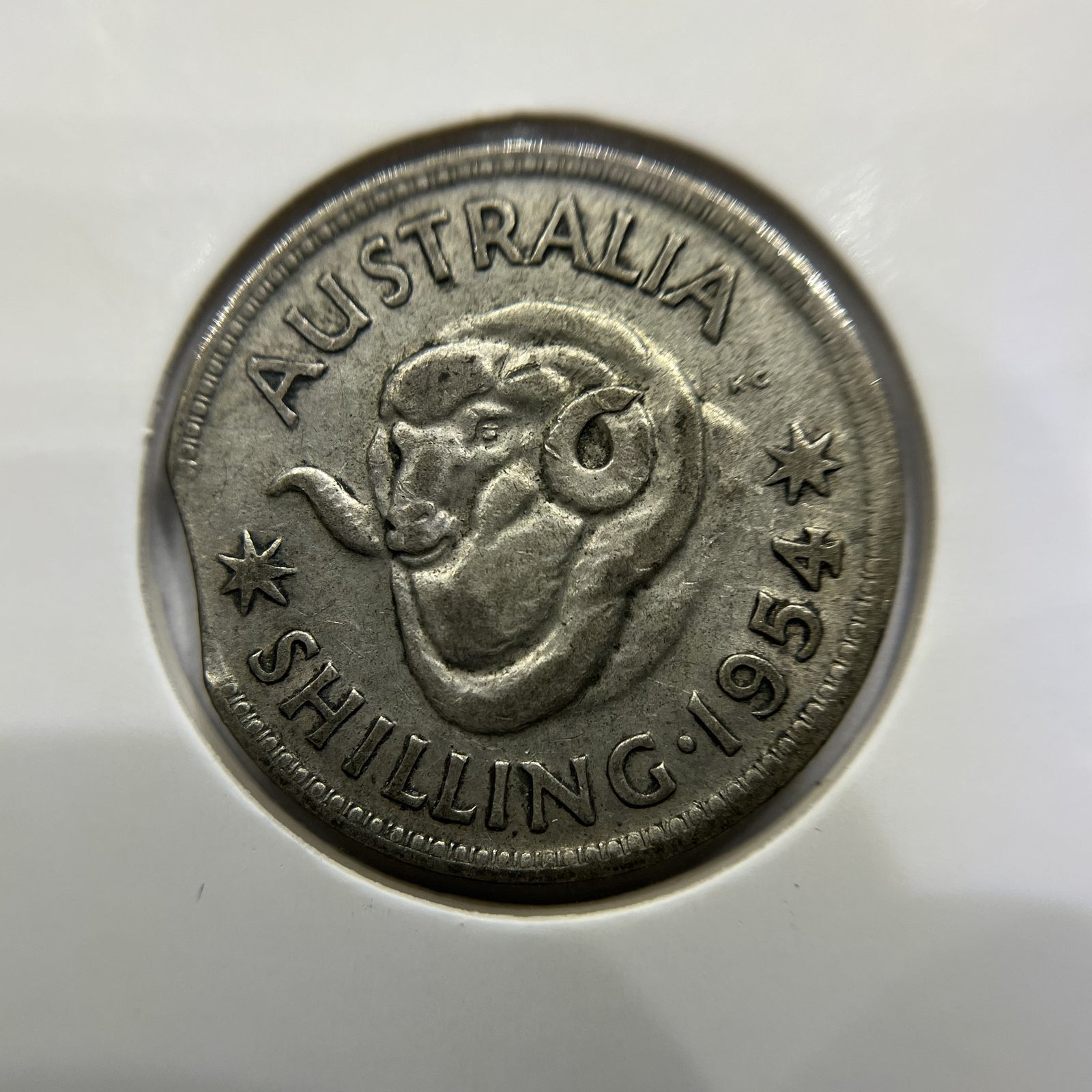 1954 Florin Error Coin - Clipped Planchet Rim Bite - Silver George VI