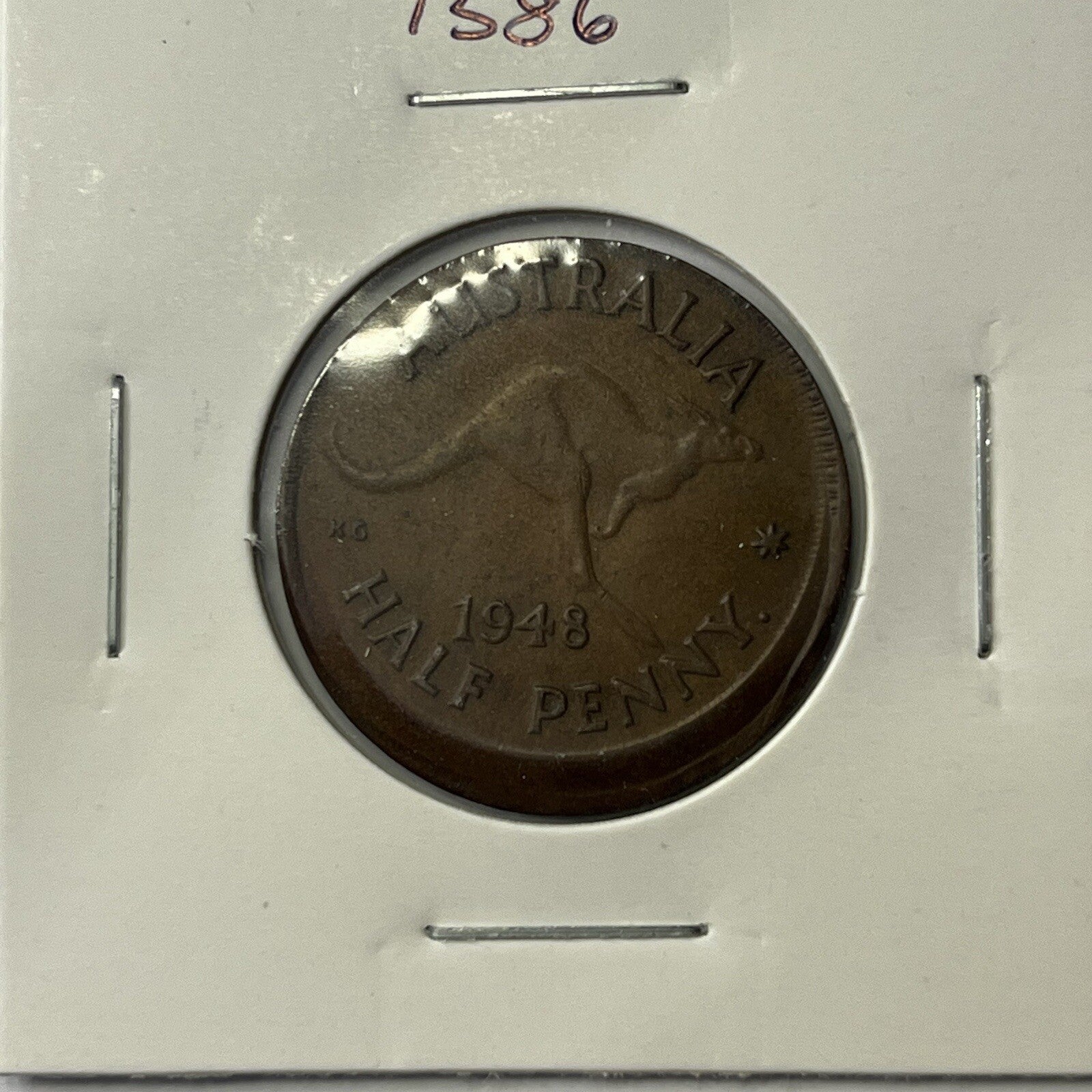 1948 Half Penny Coin - Off Centre Misstrike Error Lip - Scarce Predecimal Collar