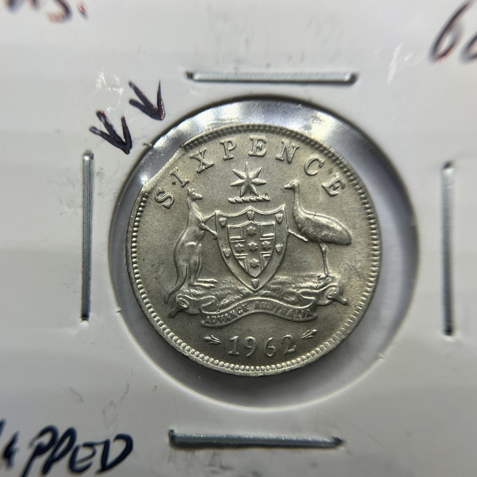 1962 Sixpence Error Coin - Clipped Planchet Rim Bite - Silver Elizabeth II