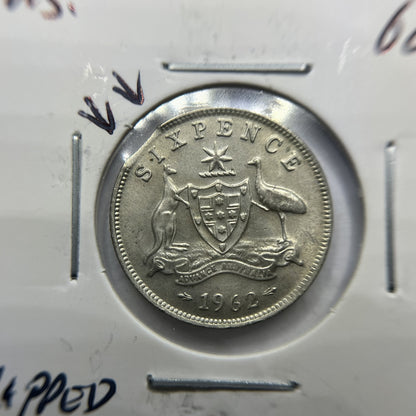 1962 Sixpence Error Coin - Clipped Planchet Rim Bite - Silver Elizabeth II