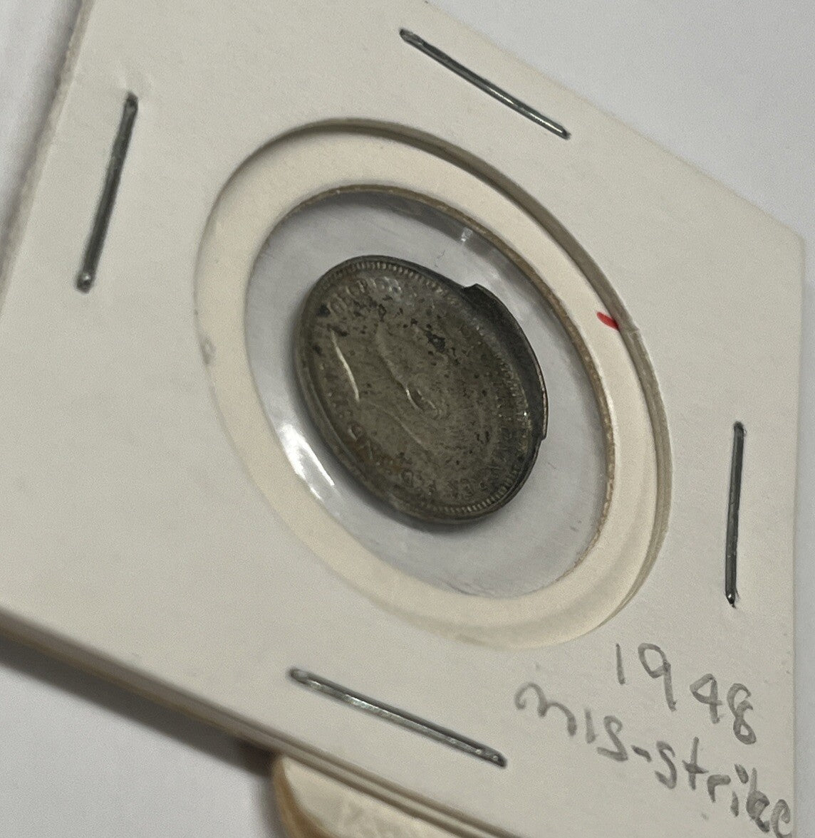 1948 Threepence Error Coin - Mis-strike Large Lip RARE - Silver Predecimal