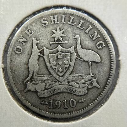 1910 Shilling Coin - Very Good - Edward VII Silver Predecimal First Year