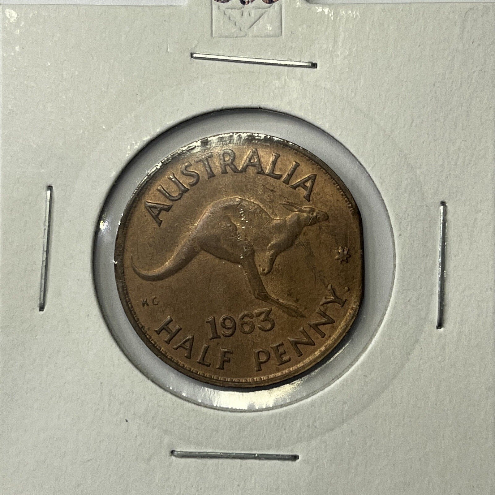 1963 Half Penny Coin - Clipped Planchet Rim Bite Error- Predecimal Straight Clip