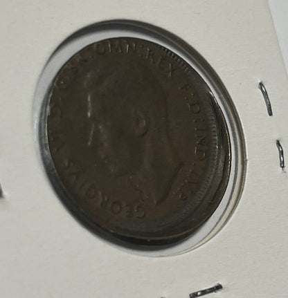 1948 Half-Penny Error Coin - Large Broadstrike With Nice Lip - Mis-strike