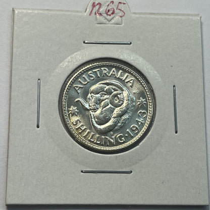 1943 s Shilling Coin - Choice Uncirculated - George VI Silver Predecimal