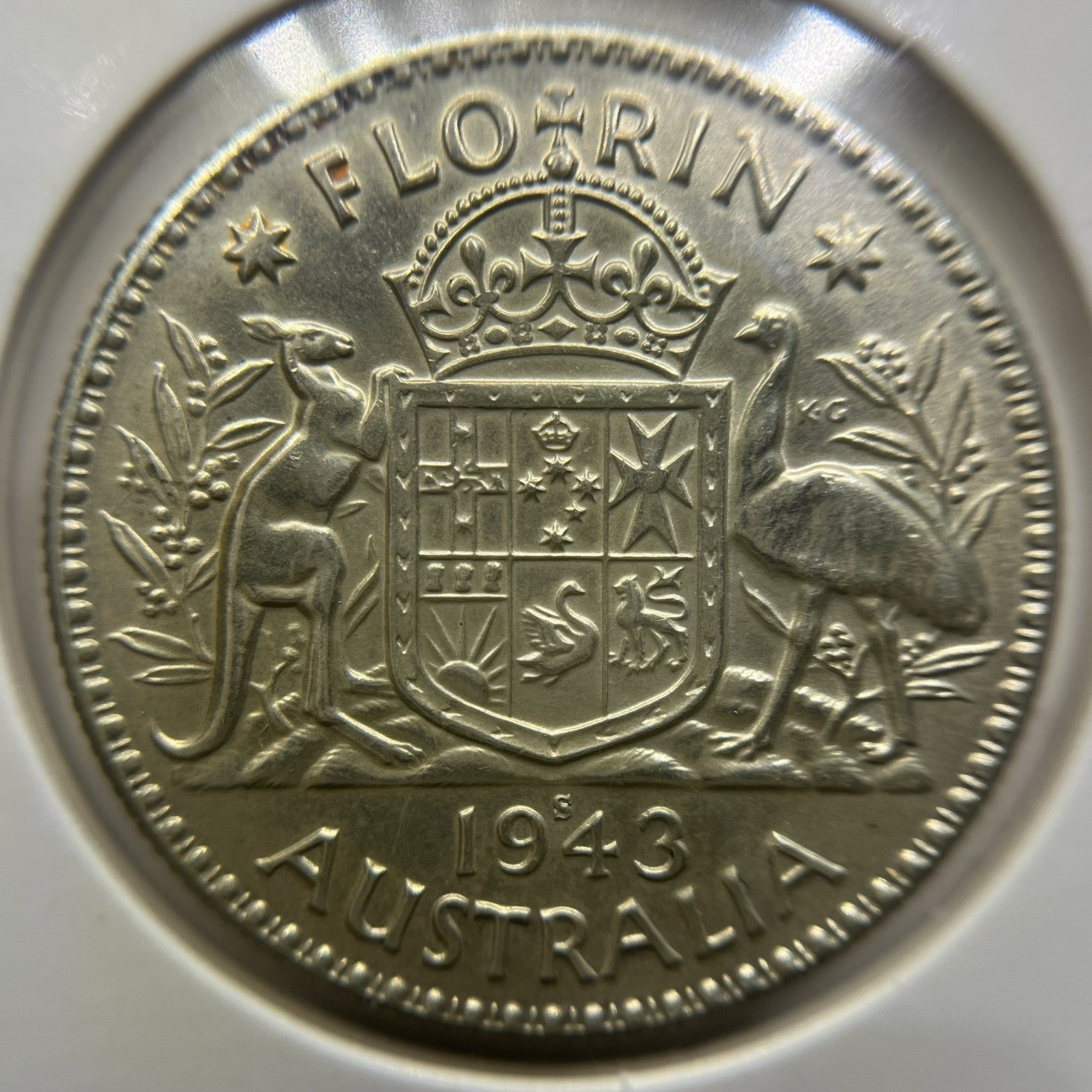 1943 s Florin Coin - Extremely Fine Cleaned - George VI Silver