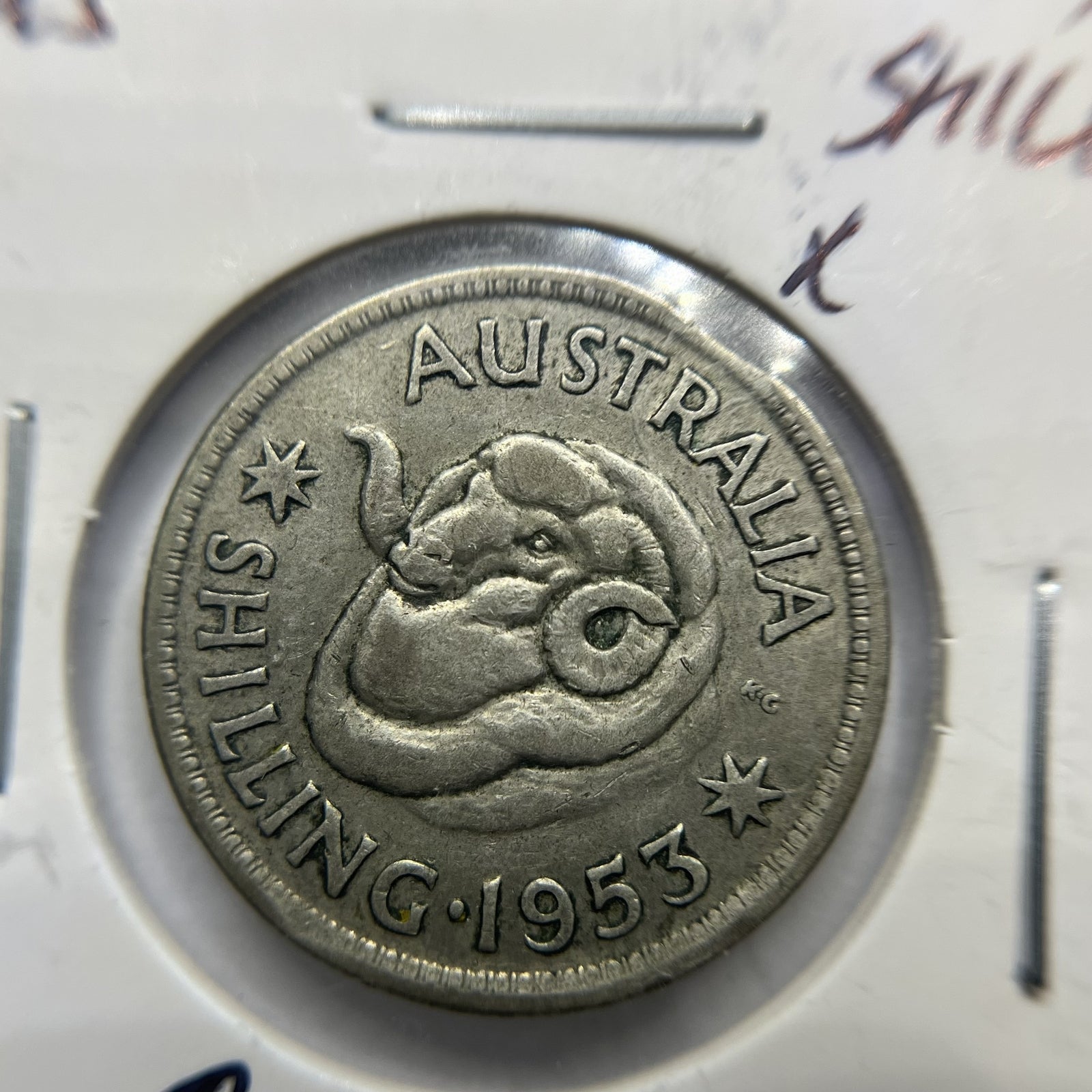 1953 Shilling Error Coin - Clipped Planchet Rim Bite - Silver George VI