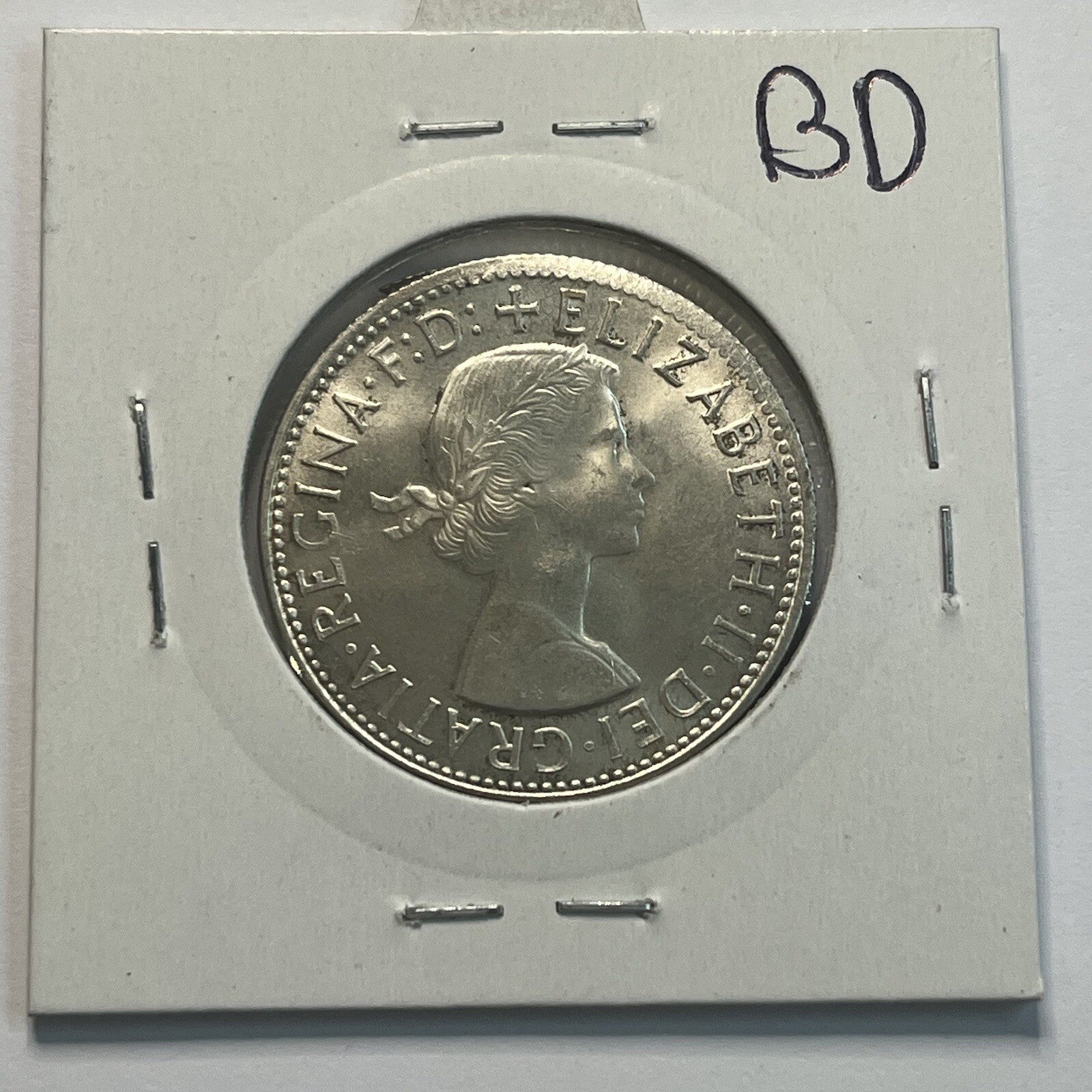 1963 Florin Coin - UNC Off Centre Misstrike Error LIP - Scarce Predecimal Collar