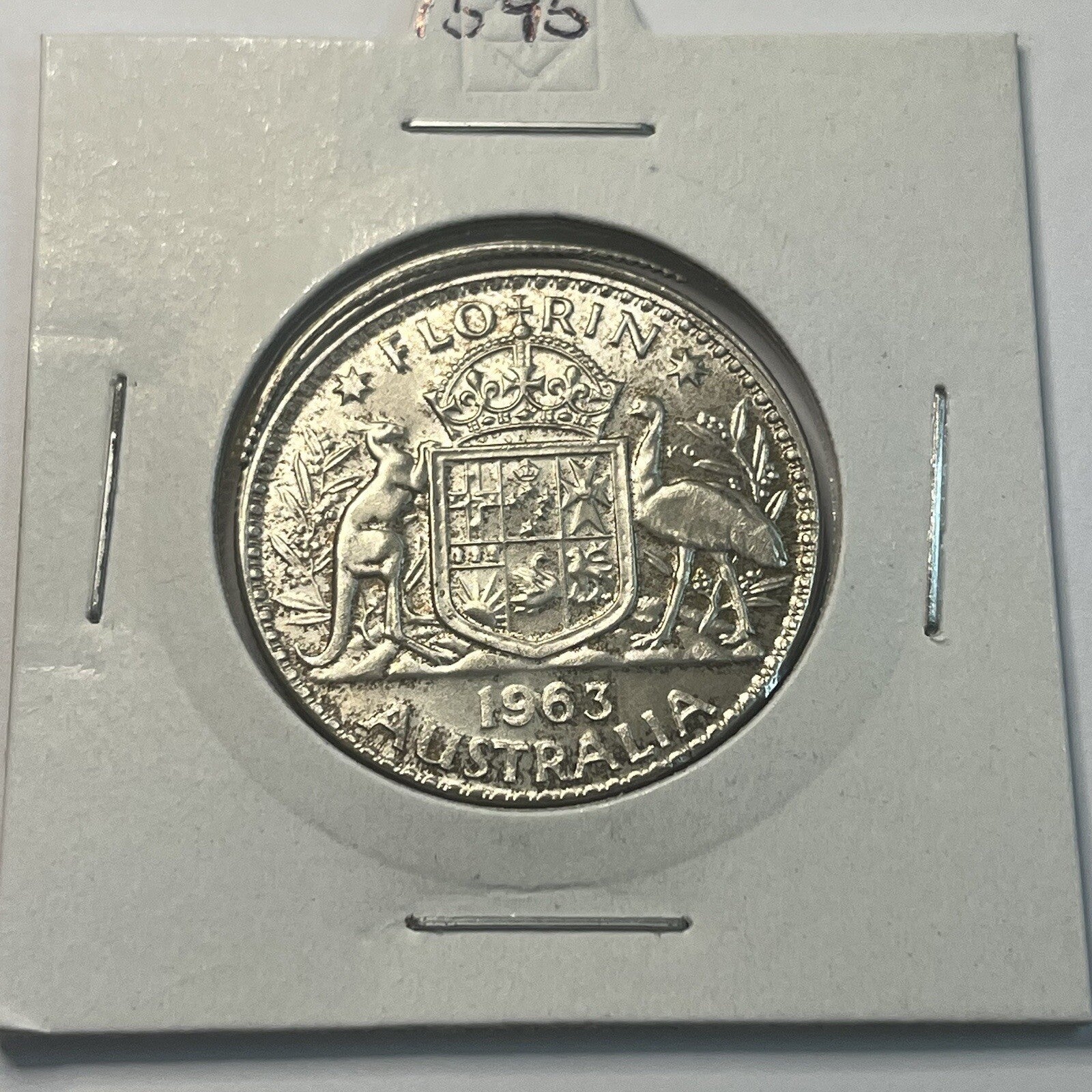 1963 Florin Coin - UNC Off Centre Misstrike Error LIP - Scarce Predecimal Collar
