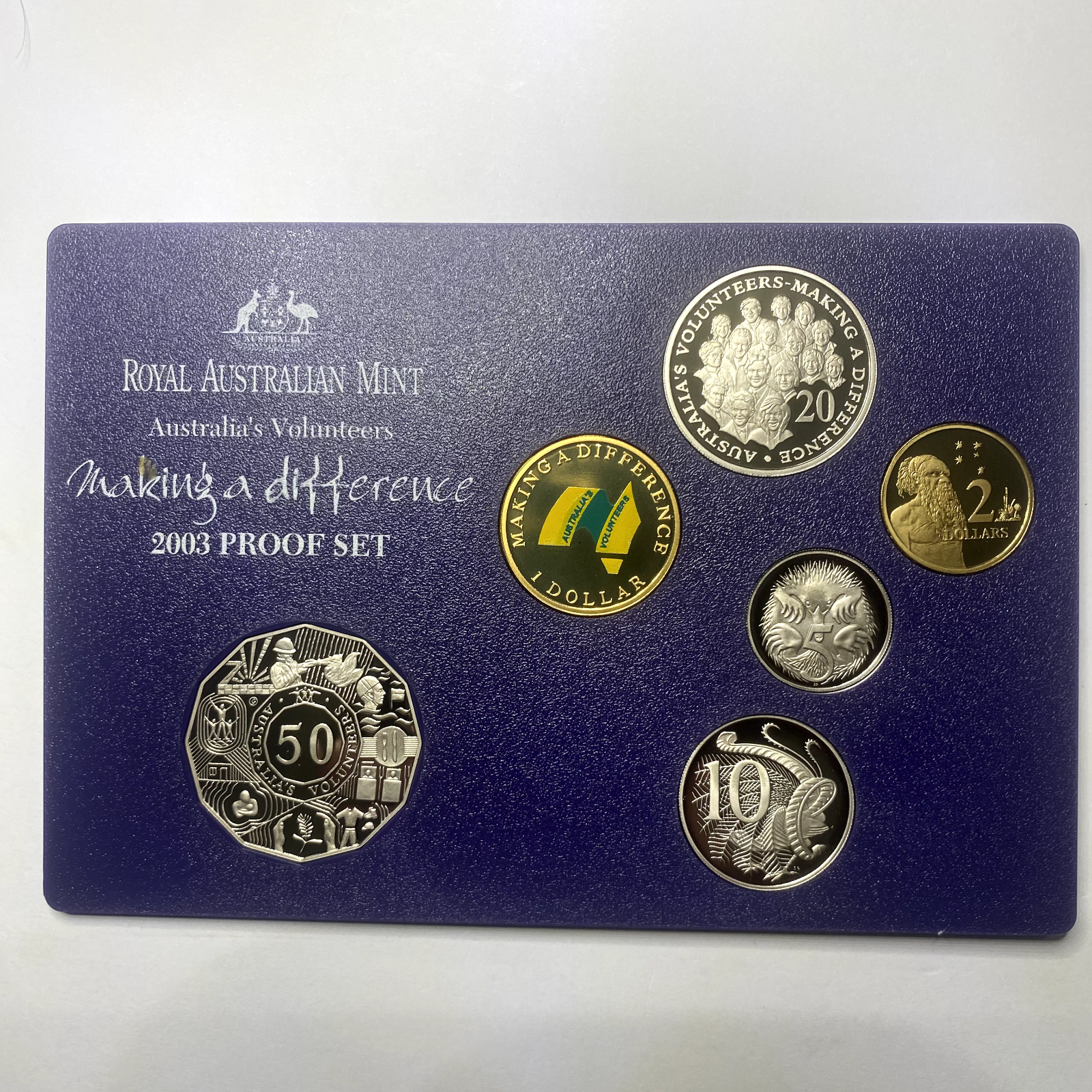 2003 Volunteers Fifty 50 Cent Coin - Ex Proof Set - Elizabeth II in 2x2