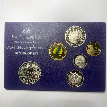 2003 Volunteers Fifty 50 Cent Coin - Ex Proof Set - Elizabeth II in 2x2