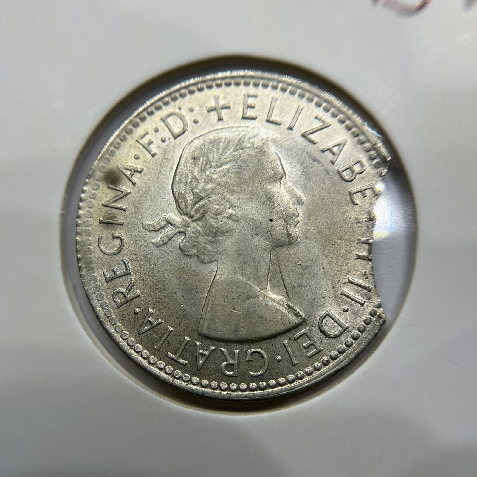 1963 Shilling Error Coin - Large Clip Rim Bite - Silver Elizabeth II