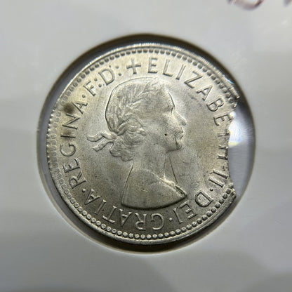 1963 Shilling Error Coin - Large Clip Rim Bite - Silver Elizabeth II