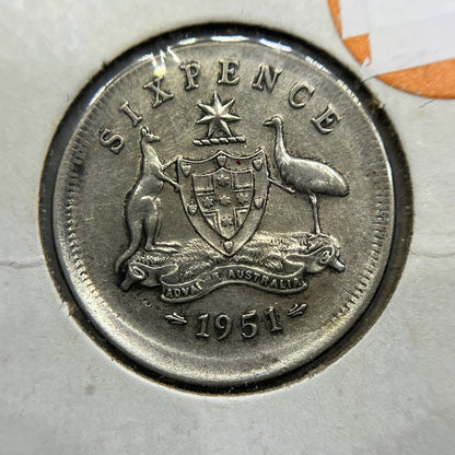 1951 Sixpence Error Coin - Broadstrike with Lip Scratched - George VI