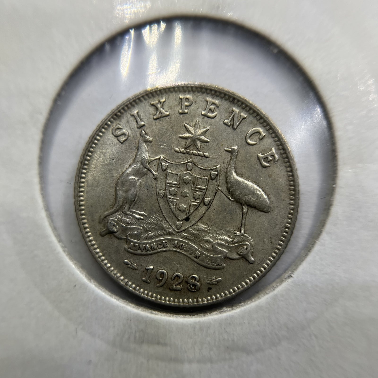 1928 Sixpence Coin - almost Extremely Fine - George V Silver Predecimal