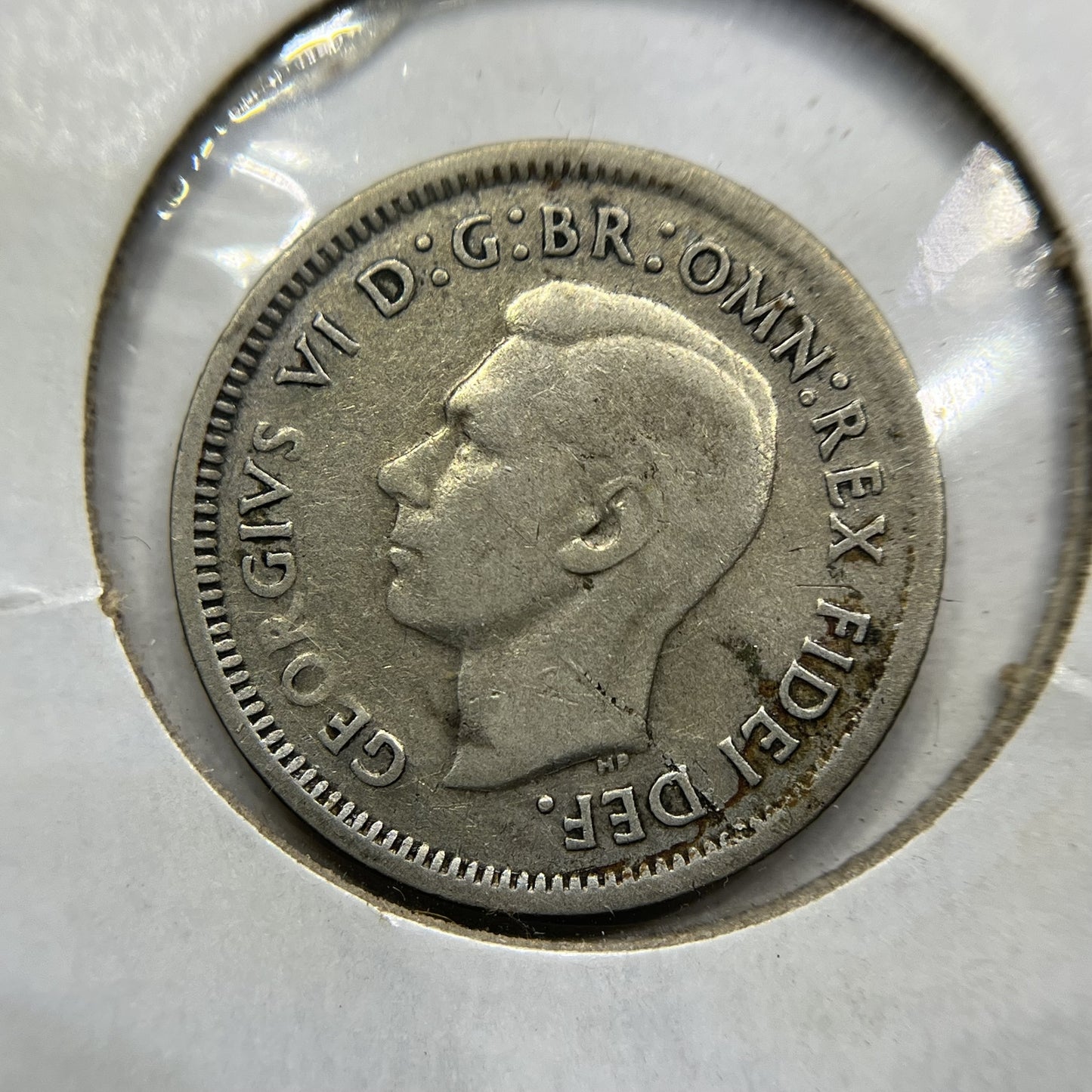 1951 Sixpence Error Coin - Broadstrike Very Good - George VI Australia