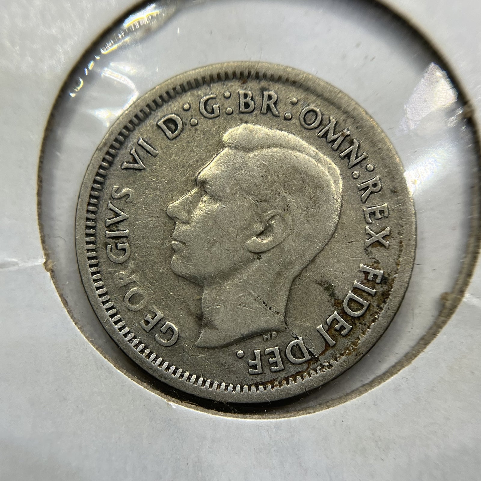 1951 Sixpence Error Coin - Broadstrike Very Good - George VI Australia