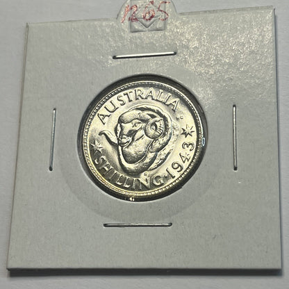 1943 s Shilling Coin - Choice Uncirculated - George VI Silver Predecimal
