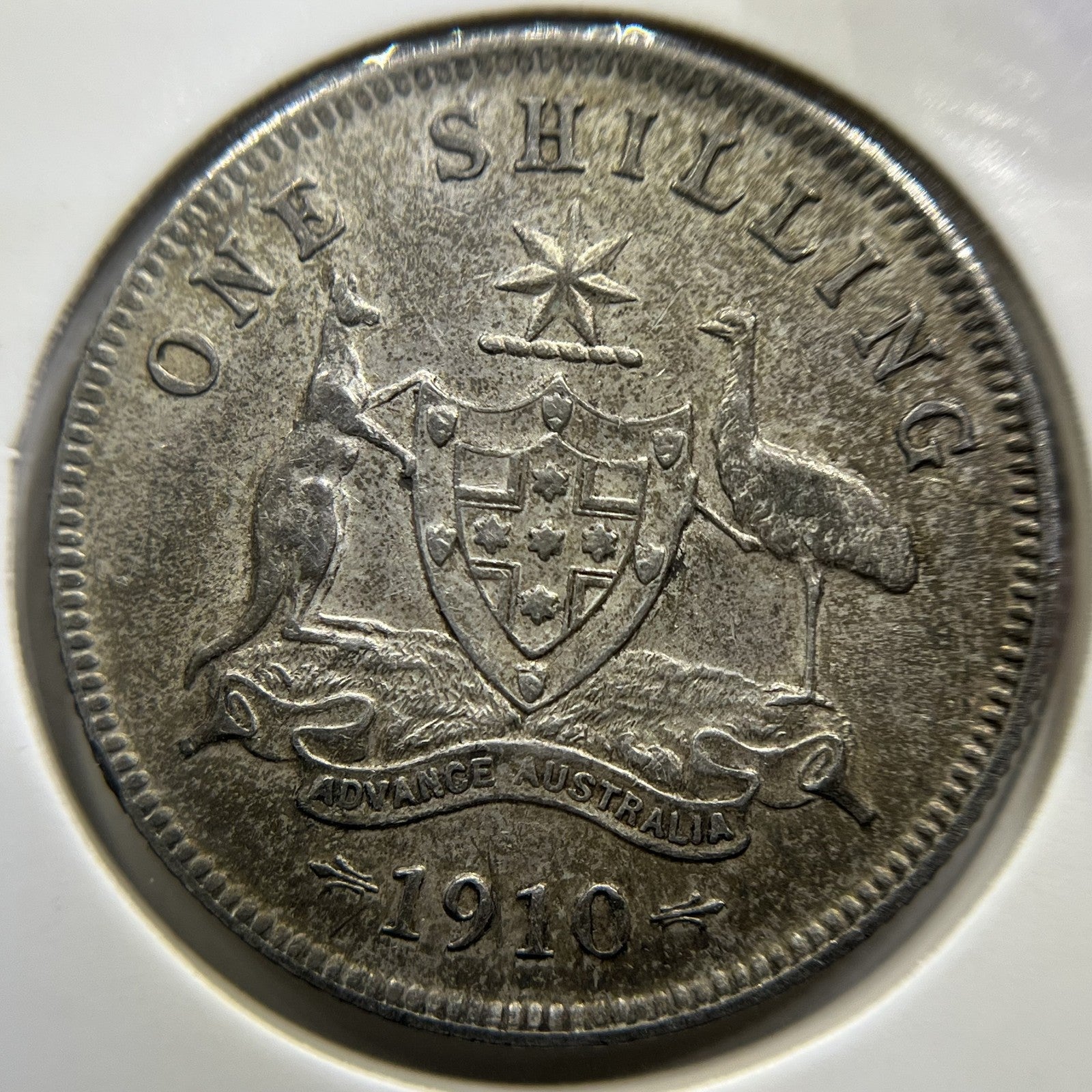 1910 Shilling Coin - almost Extremely Fine - Edward VII Silver First Year