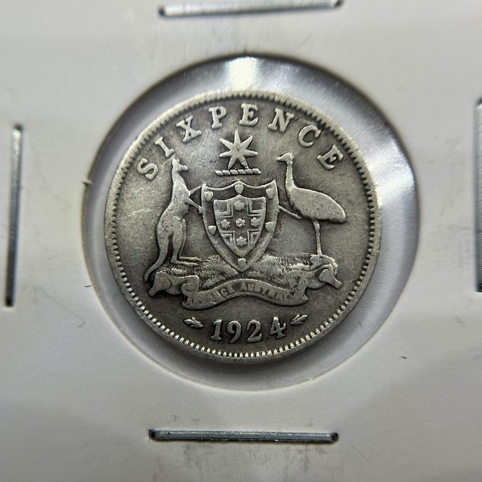 1924 Sixpence Coin - Very Good - George V Silver Predecimal Australian