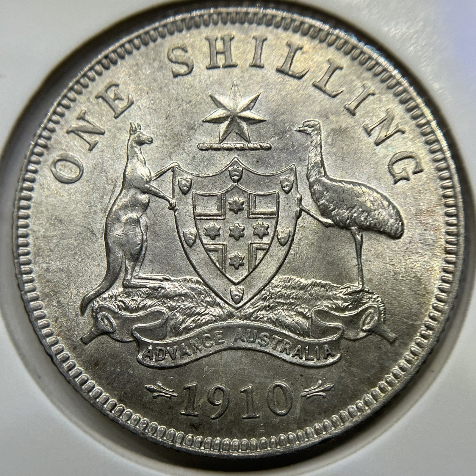 1910 Shilling Coin - Uncirculated slight tone  - Edward VII Silver Predecimal