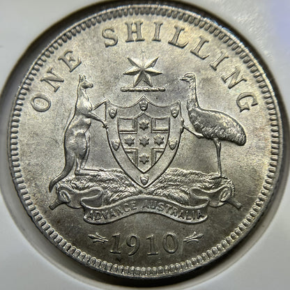 1910 Shilling Coin - Uncirculated slight tone  - Edward VII Silver Predecimal