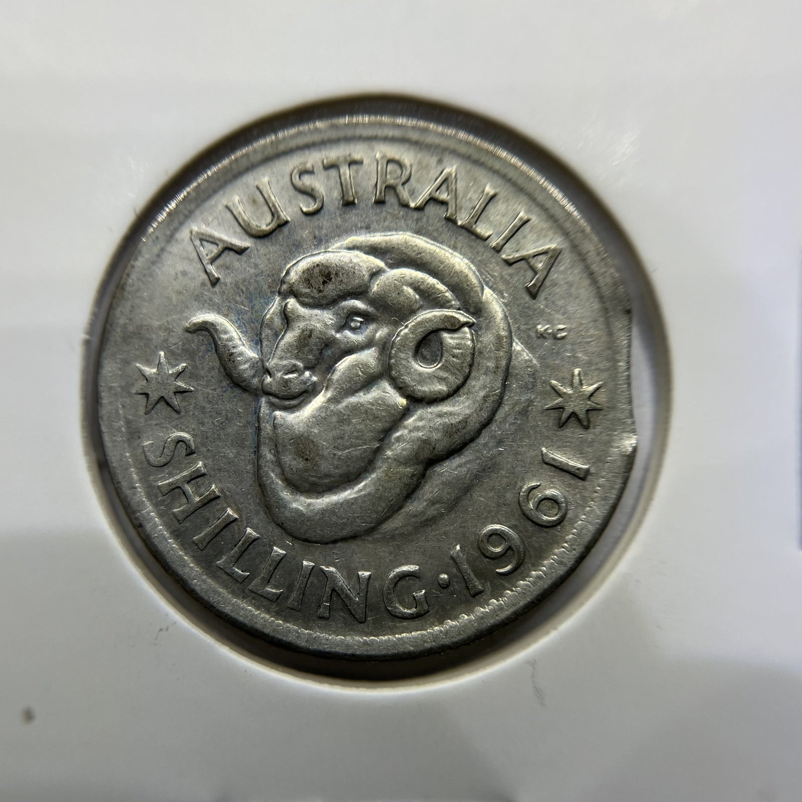 1961 Shilling Error Coin - Clipped Planchet Rim Bite - Silver Elizabeth II
