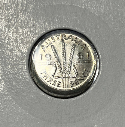 1961 Threepence Error Coin - Large Broadstrike Choice Uncirculated - Silver