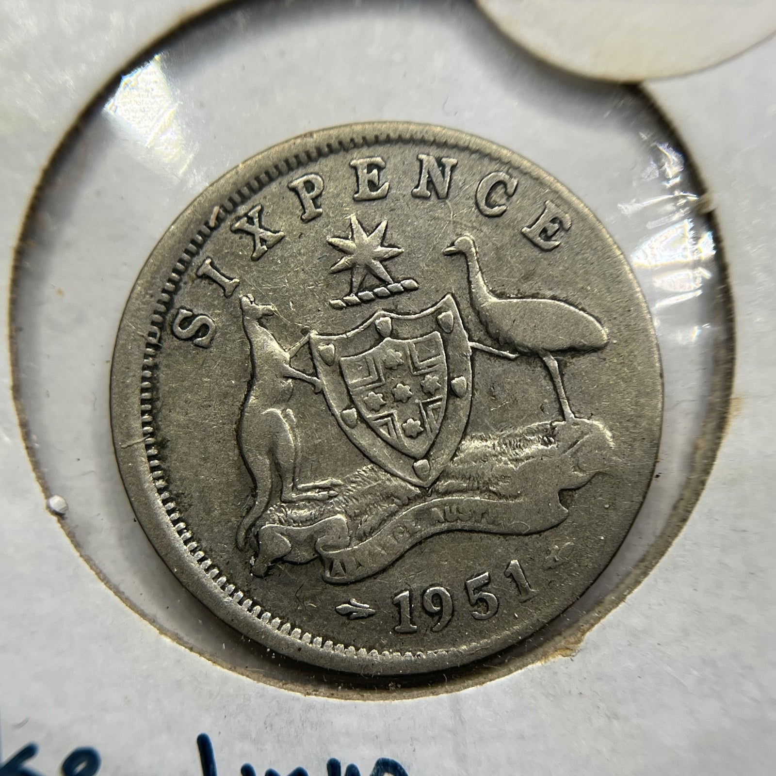 1951 Sixpence Error Coin - Broadstrike Very Good - George VI Australia