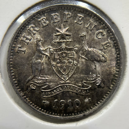 1910 Threepence Coin - Extremely Fine - Silver Edward VI