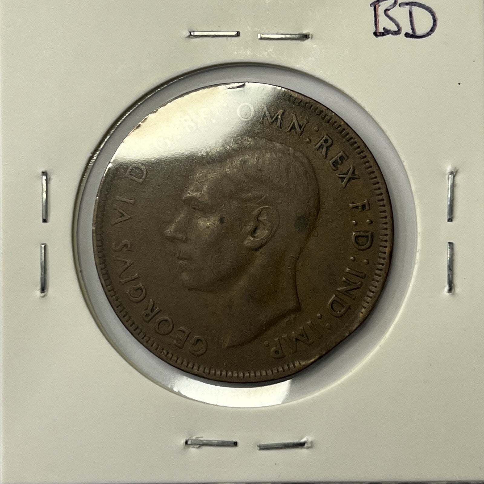 1941 Penny Coin - Clipped Planchet Rim Bite Error - Scarce Straight Clip