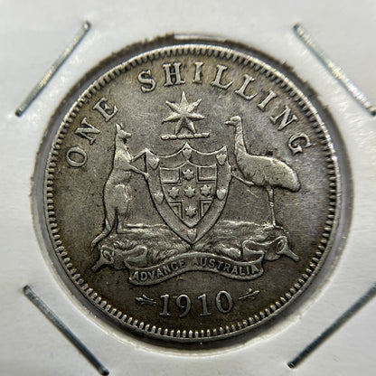 1910 Shilling Coin - good Very Fine - Edward VII Silver Predecimal First Year