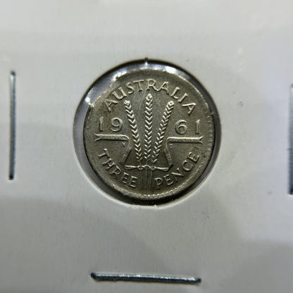 1961 Threepence Error Coin - Clipped Planchet Rim Bite - Silver Elizabeth II