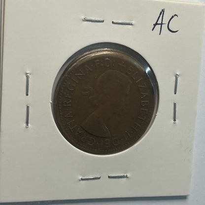 1959 Half Penny Coin - Off Centre Misstrike Error Lip - Scarce Predecimal Collar