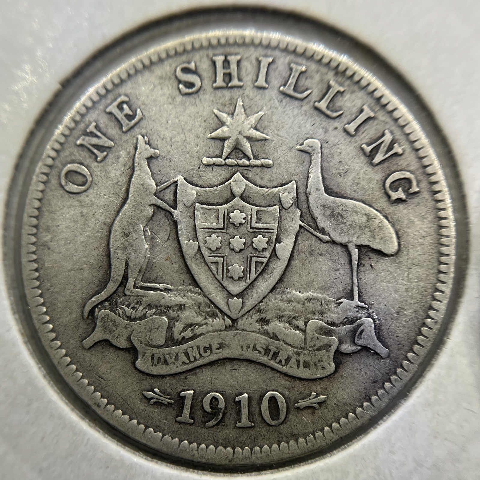 1910 Shilling Coin - Fine - Edward VII Silver Predecimal First Year of Issue