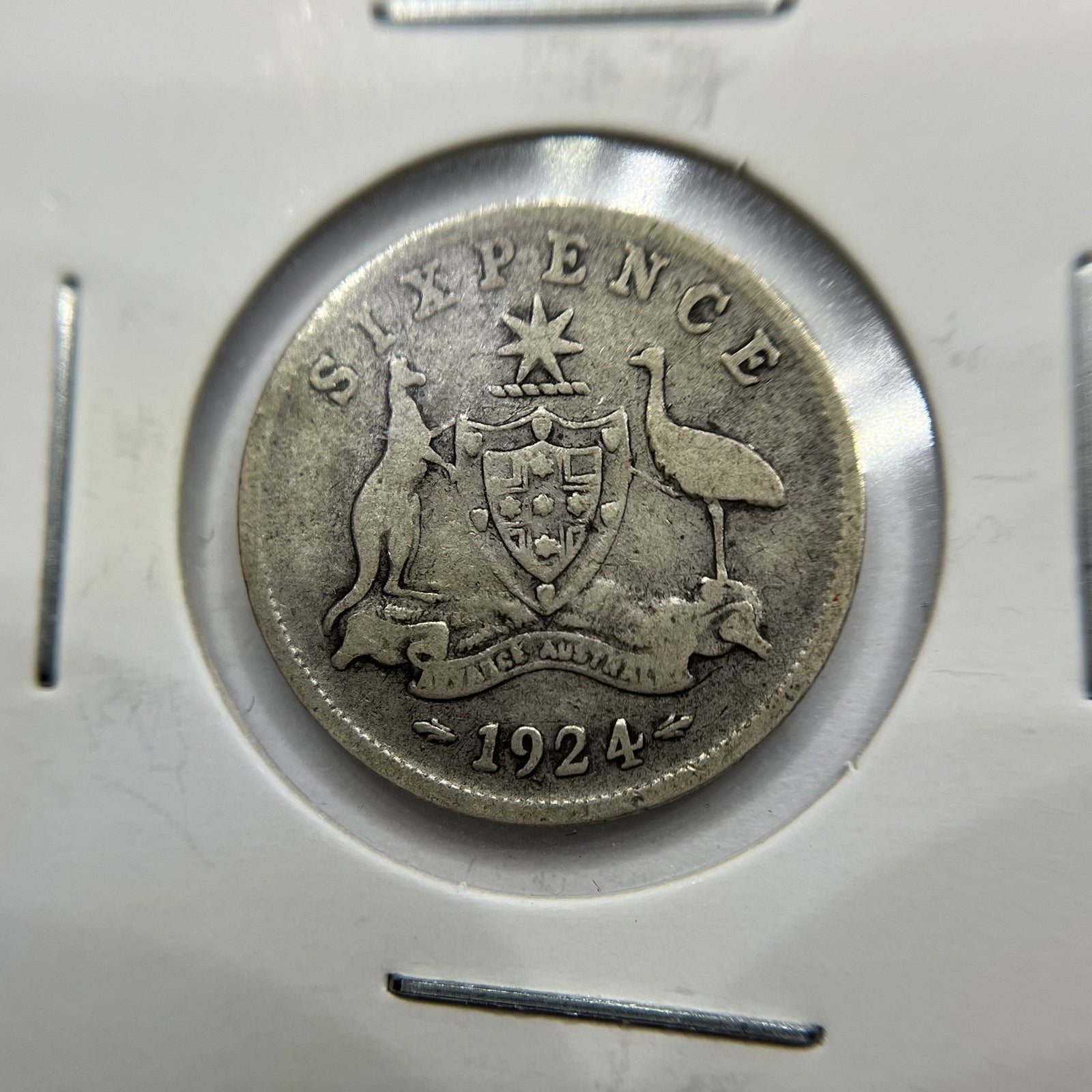 1924 Sixpence Coin - Very Good - George V Silver Predecimal Australian