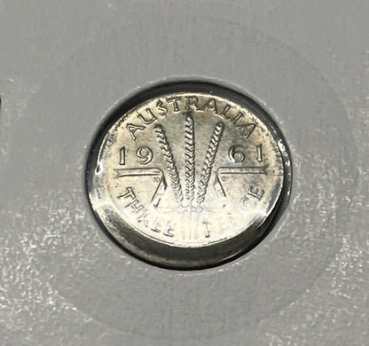 1961 Threepence Error Coin - Large Broadstrike Choice Uncirculated - Silver