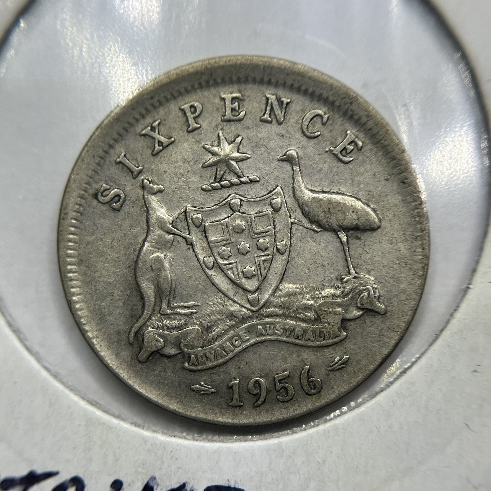 1956 Sixpence Error Coin - Broadstrike Very Good - Elizabeth II Australia