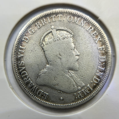 1910 Florin Coin - Fine - Edward VII Silver Predecimal First Year of Issue