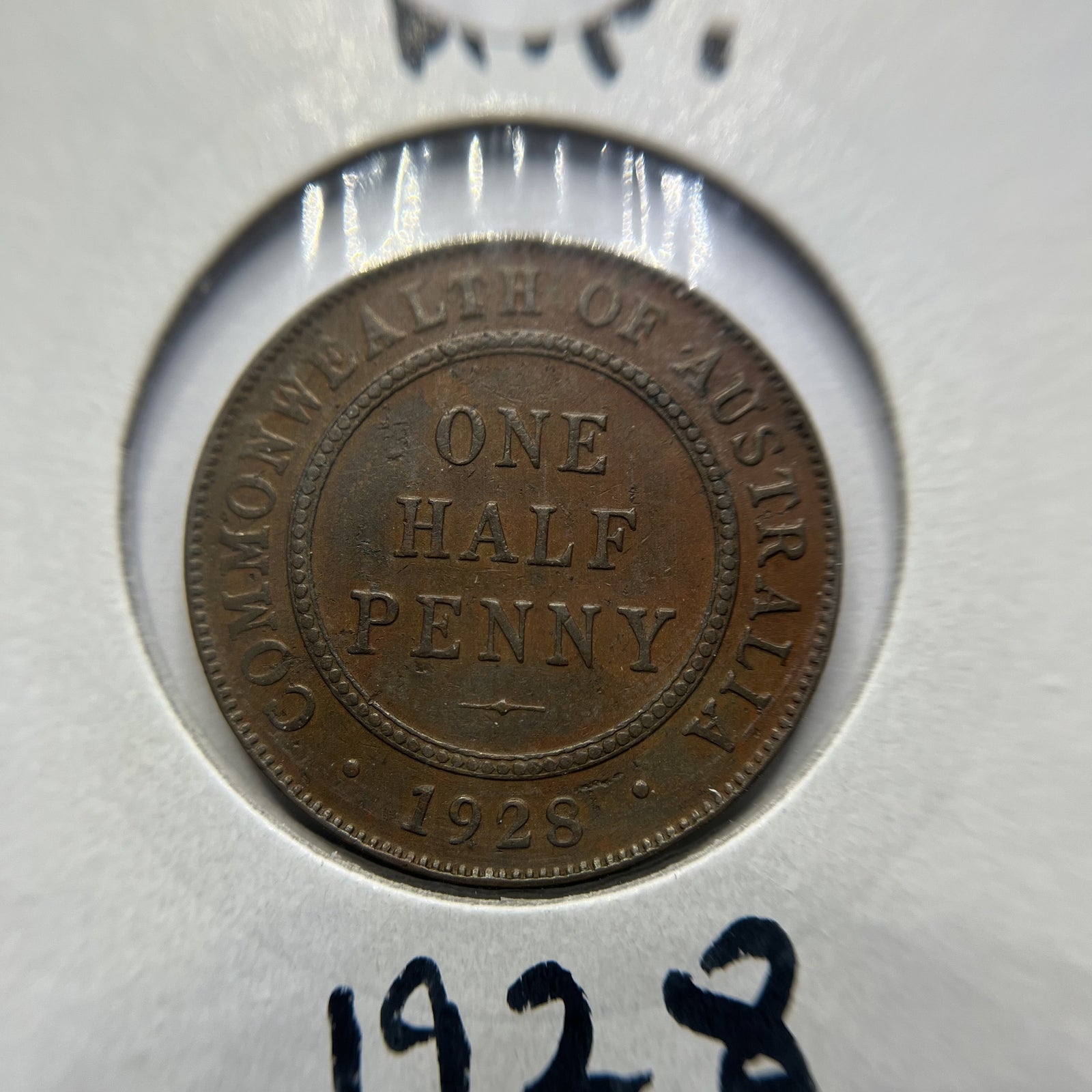 1928 Half Penny Coin - good Very Fine - George V Predecimal Australia