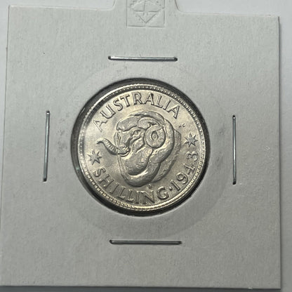 1943 s Shilling Coin - Choice Uncirculated ChUNC - Silver Predecimal George VI